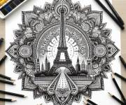 Coloriage Page de coloriage mandala Tour Eiffel