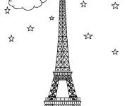 Coloriage Pais la nuit et le Tour Eiffel