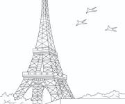 Coloriage Sc&egrave;ne d&eacute;taill&eacute; de la Tour Eiffel