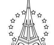 Coloriage Tour Eiffel avec des &eacute;toiles
