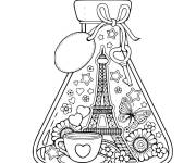 Coloriage Tour Eiffel e bouteille de parfum