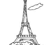 Coloriage Tour Eiffel en noir et blanc