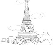 Coloriage Tour Eiffel en vecteur