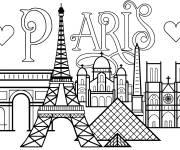 Coloriage Tour Eiffel et les monuments de Paris