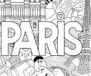 Coloriage Tour Eiffel et les symboles de Paris