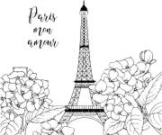 Coloriage Tour Eiffel et Paris mon amour