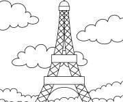 Coloriage Tour Eiffel g&eacute;om&eacute;trique