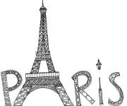 Coloriage Tour Eiffel Paris graffiti