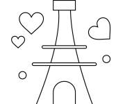 Coloriage Tour Eiffel pour saint-valentin