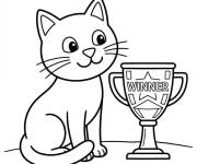 Coloriage Chaton et le Troph&eacute;e