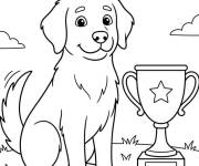 Coloriage Chien et le Troph&eacute;e