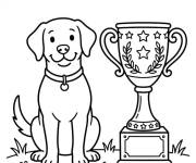 Coloriage Chien et une photo avec le Troph&eacute;e