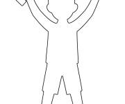 Coloriage et dessins gratuit Gabarit d'un petit champion avec le troph&eacute;e à imprimer