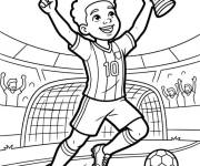 Coloriage Garcon heureux avec le Troph&eacute;e