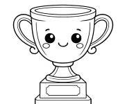 Coloriage Kawaii Troph&eacute;e sans arri&egrave;re plan