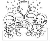 Coloriage L'&eacute;quipe de football et le troph&eacute;e