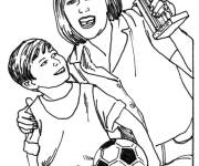 Coloriage Maman et son fils et le Troph&eacute;e