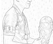 Coloriage Mbapp&eacute; et le troph&eacute;e