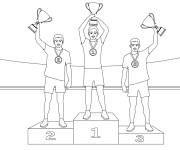 Coloriage M&eacute;dailles du troph&eacute;e et podium