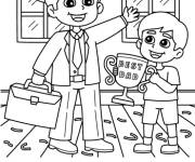 Coloriage Papa et son fils avec le troph&eacute;e