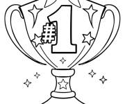 Coloriage Troph&eacute;e &agrave; motif en &eacute;toiles