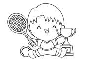 Coloriage Troph&eacute;e avec raquette de Tennis