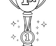 Coloriage Troph&eacute;e avec une m&eacute;daille suspendu