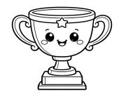 Coloriage Troph&eacute;e cool kawaii
