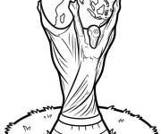 Coloriage Troph&eacute;e de foot sur le gazon