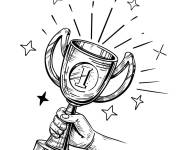 Coloriage Troph&eacute;e de la victoire en main