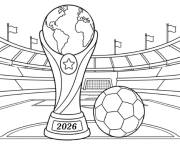 Coloriage Troph&eacute;e et foot dans le stade de foot
