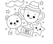 Coloriage Troph&eacute;e kawaii