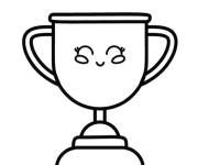 Coloriage Troph&eacute;e kawaii de cartoon