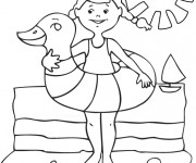 Coloriage Fille en Vacances d'Été