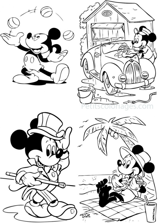 Coloriage et dessins gratuits Mickey Mouse en Vacance à imprimer