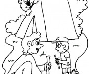 Coloriage et dessins gratuit Père et Fils  Camping à imprimer