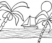 Coloriage et dessins gratuit Plage et bateau à imprimer