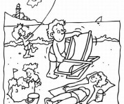 Coloriage Vacances Bronzage sur La Plage