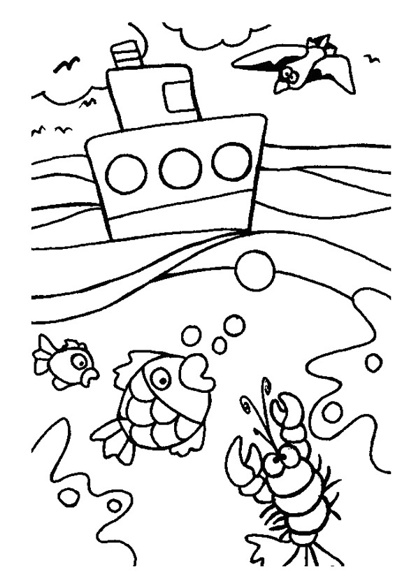 Coloriage Vacances Été et La Mer dessin gratuit à imprimer