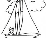 Coloriage Vacances sur Un Bateau