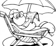 Coloriage Vacancier sur La Plage