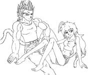 Coloriage Super Saiyan et Lady X