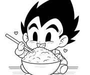 Coloriage Vegeta adore manger