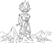 Coloriage Vegeta avec &eacute;p&eacute;e