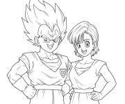 Coloriage Vegeta avec une fille
