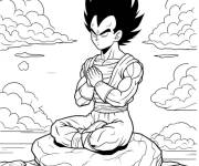 Coloriage Vegeta en m&eacute;ditation