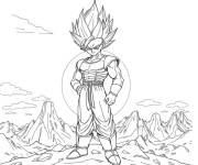 Coloriage Vegeta en paysage de l'anime Dragon Ball Z