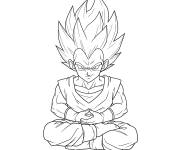 Coloriage Vegeta en position de m&eacute;ditation