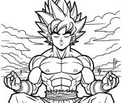 Coloriage Vegeta en train de m&eacute;diter