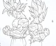 Coloriage Vegeta et Goku Super Saiyan de Dragon Ball Z